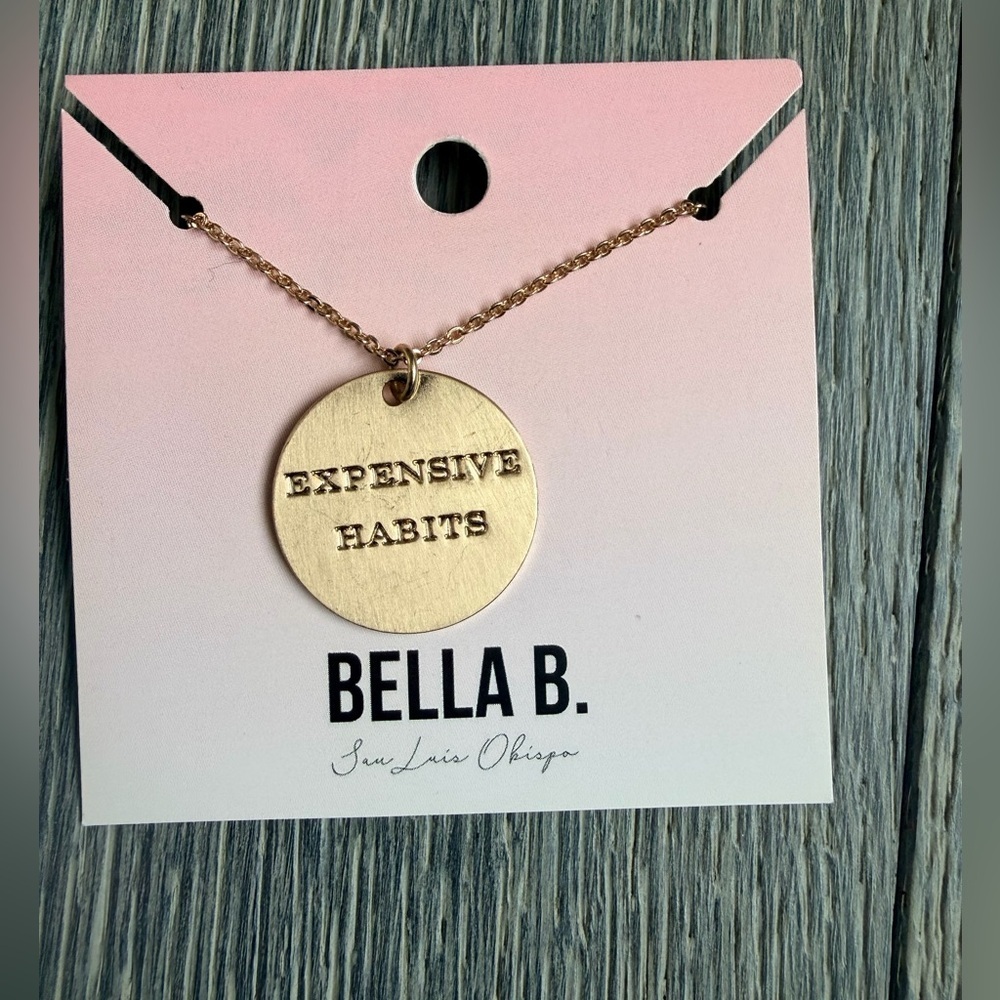 Expensive Habits Circle Charm Necklace in Gold